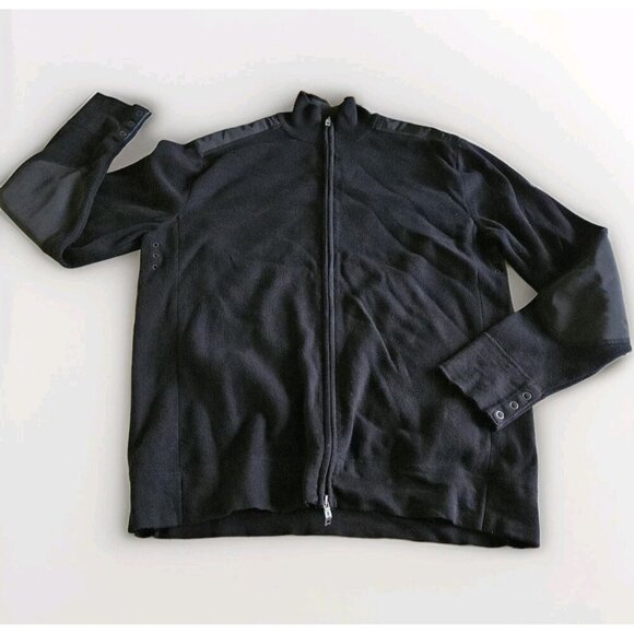 Victorinox Sweater Men XL Black Elbow Shoulder Patches Full Zip LS Commando - Picture 1 of 14